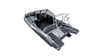 Angled rear view of the UMS 585DC fishing boat.